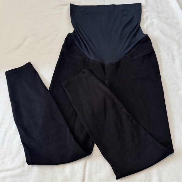 Spanx Medium Black Maternity Leggings Skinny Pants ~ Stretch High Waist Slimming - Picture 1 of 9